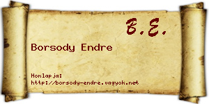 Borsody Endre névjegykártya